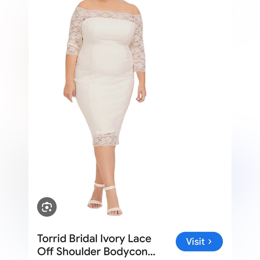 Torrid Bridal Ivory Lace Off-Shoulder Bodycon Wedding Dress